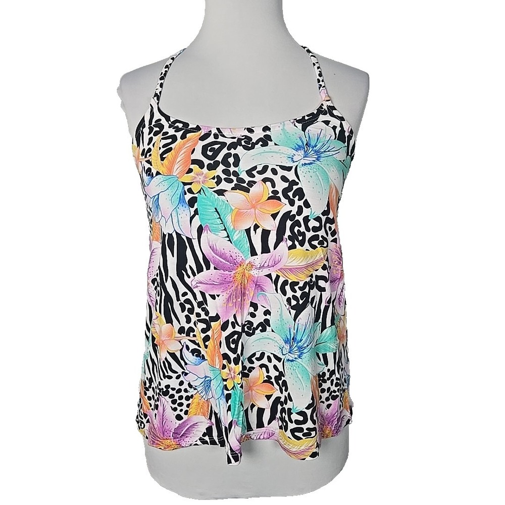 Lascana Venus Tropical Animal Print Spaghetti Strap Jersey Tank Top Size XS